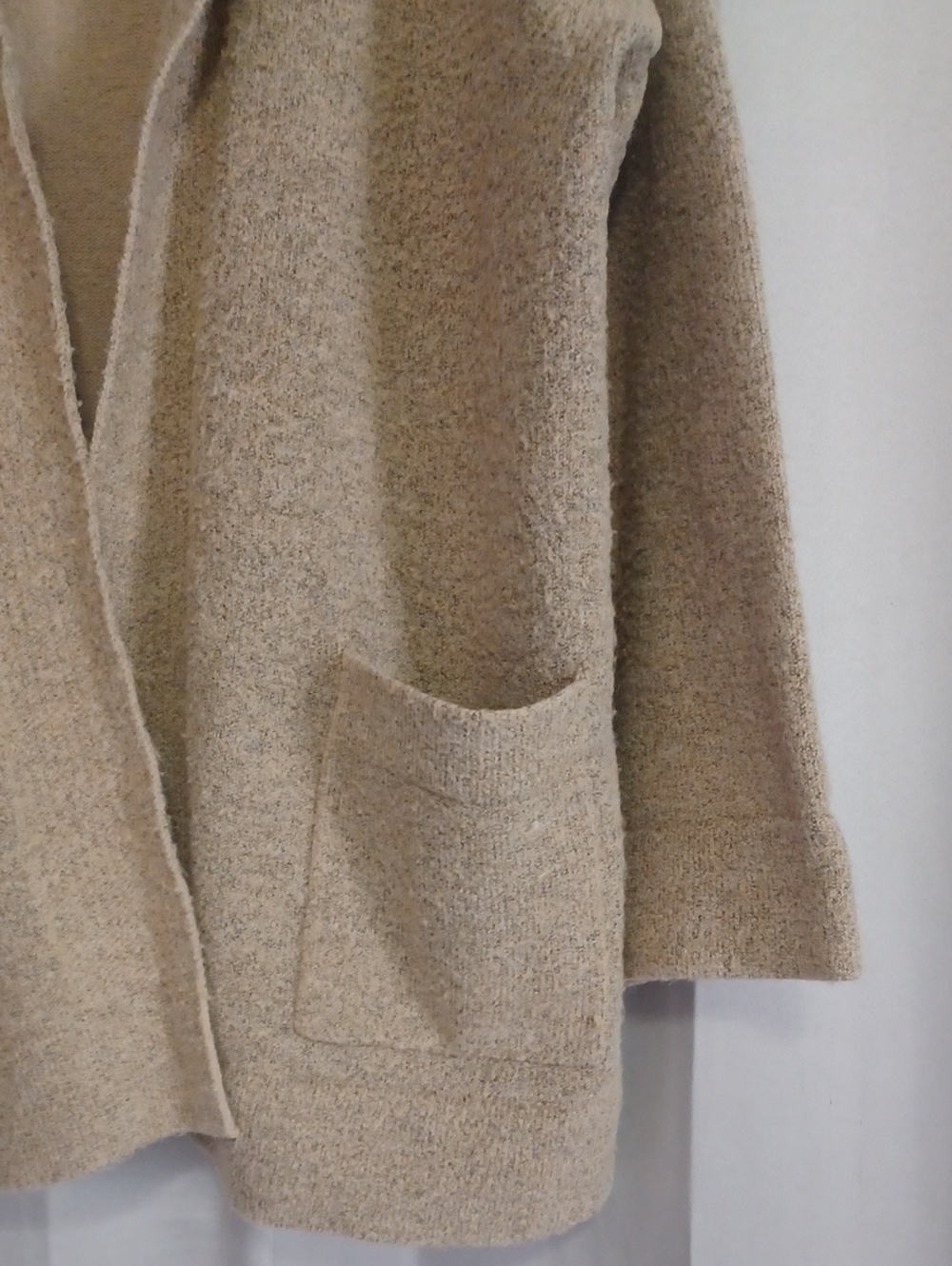 Thread & Supply Vita Oatmeal Boucle Open Front Cardigan Jacket Size XL Coatigan - Picture 7 of 15